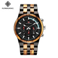 KUNHUANG 1018 Sports men's Wooden watch big dial sandalwood suit luminous calendar quartz watch